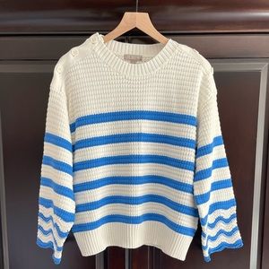 J.Crew Textured Crewneck Pullover Sweater Blue Stripe NWT